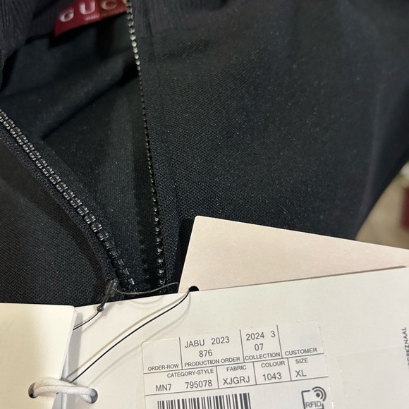 Men's Gucci embroidered logo technical jersey, zip jacket size XL made in Italy - Picture 7 of 14